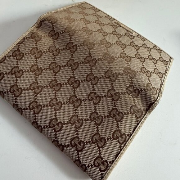 🇮🇹 GUCCI Monogram Metal Bar Continental Flap Wallet Off White Almost Nee 🇮🇹 - Picture 11 of 14